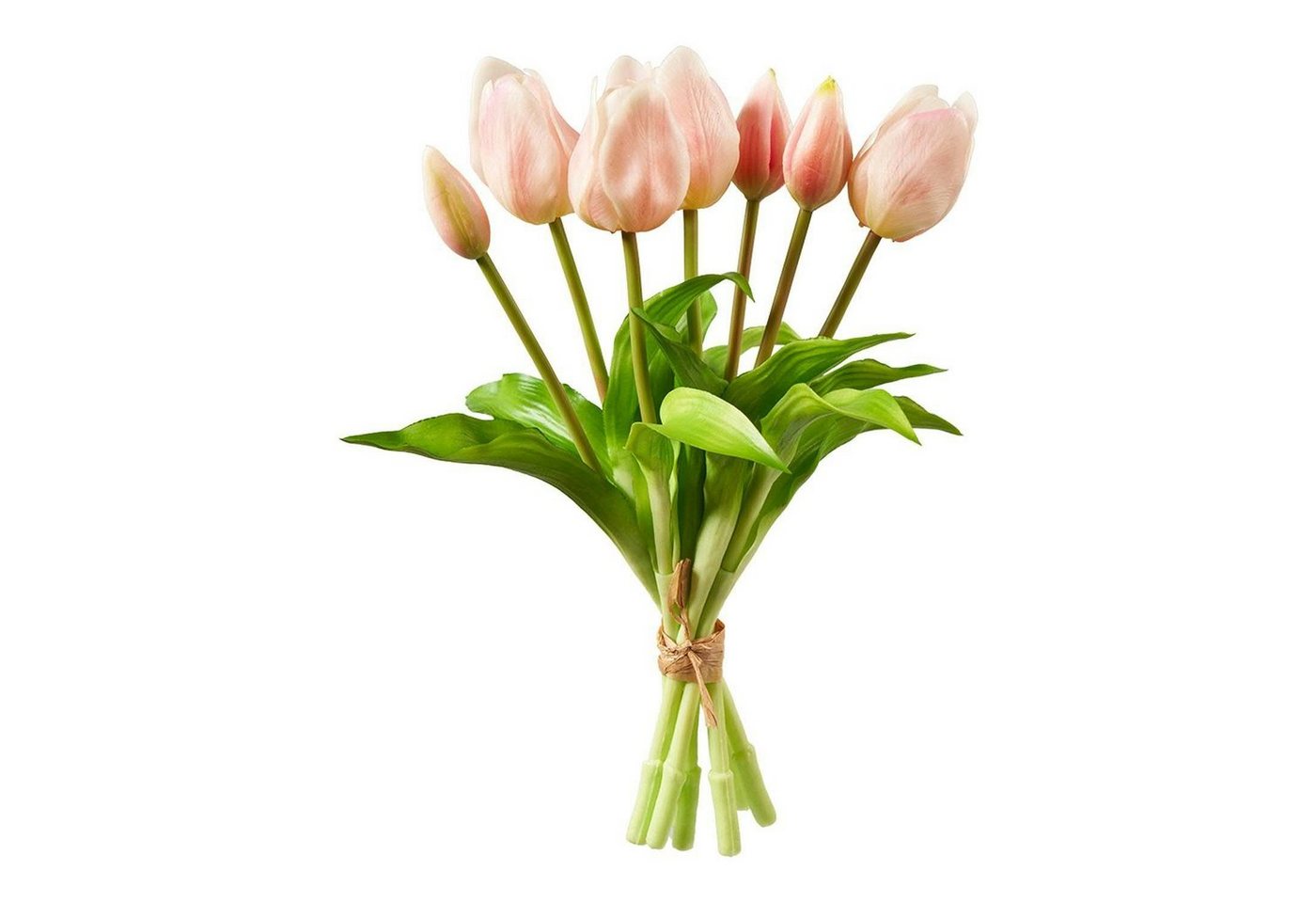 Kunstblumenstrauß Tulpenbund 30cm rosa Tulpen real Touch, Florissima von Florissima
