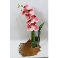 Orchidee Pink-Weiß, Glas-Vase Mit Künstliche Wasser von FloristicStudio