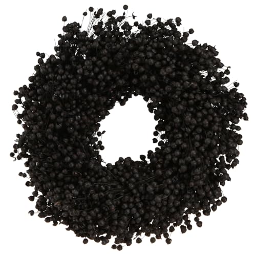 25cm Schwarzer Flachs Kranz Trockenblumen Deko für Tisch und Wand, Modernes Design von Floristik24
