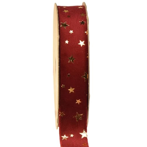 Elegantes Weihnachts-Samtband mit funkelnden Sternen von Floristik24