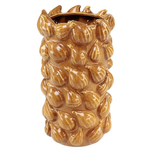 Floristik24 Keramik Blumenvase Mediterran Feigen-Motiv Braun Ø15cm H29cm von Floristik24