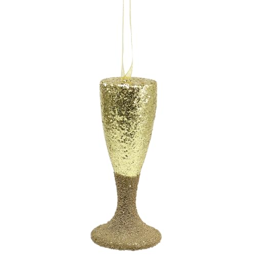 Floristik24 Hellgold Champagnerglas Aufhänger Silvester Deko 15cm 3er Set von Floristik24