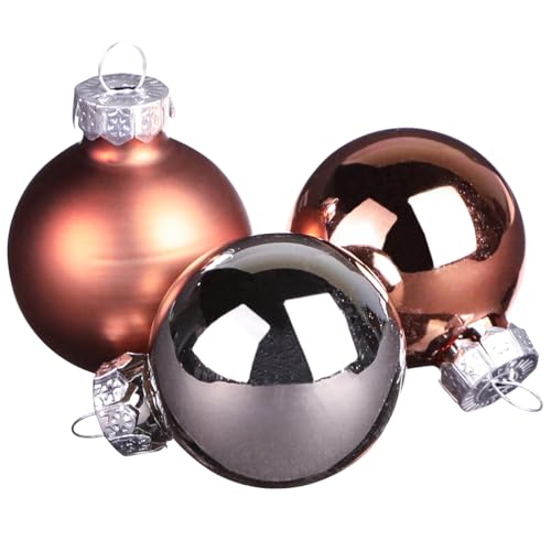 Floristik24 Mini Weihnachtskugeln Glas Silber Apricot 3cm 22 St Deko von Floristik24
