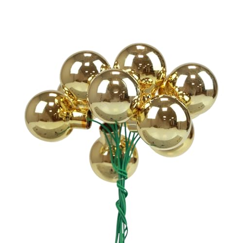 Floristik24 Weihnachtskugeln am Draht 2,5cm Spiegelbeeren Gold Deko-Kugeln für Weihnachtsdeko Geschenkanhänger 140St von Floristik24