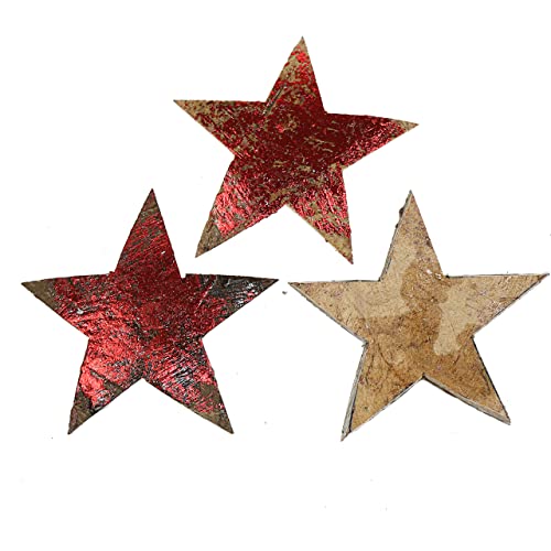 Kokos Stern Rot 5cm - 50er Set Weihnachtssterne, Naturdeko für Adventskranz & Fenster, Festliche Tischdeko von Floristik24