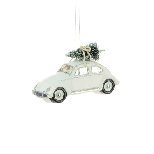 FloristryWarehouse Klassisches deutsches Käferauto mit Weihnachtsbaum Hängeglas Ornament matt weiß FloristryWarehouse Klassisches deutsches Käferauto mit Weihnachtsbaum Hängeglas Ornament matt weiß von Floristrywarehouse