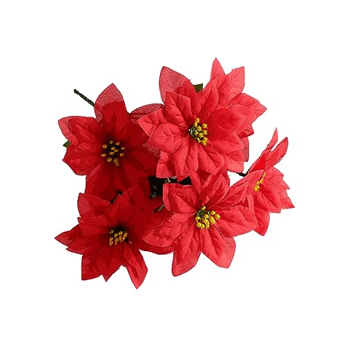 FloristryWarehouse Weihnachtsstern aus Kunstseide, 7 Blüten, 30 cm, Rot von Floristrywarehouse