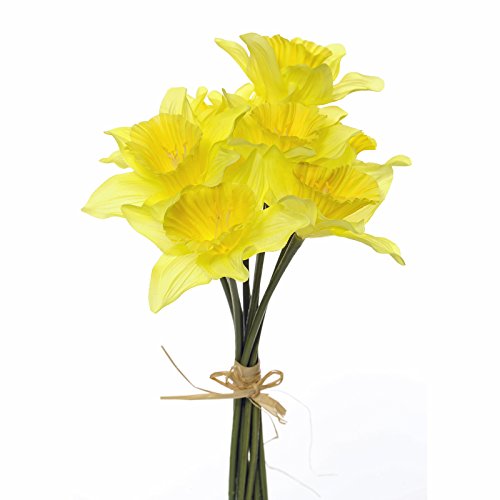 Floristrywarehouse Kunstseide Narzissen Bündel 9 Stiele realistisch gelbe Blumen 33cm von Floristrywarehouse