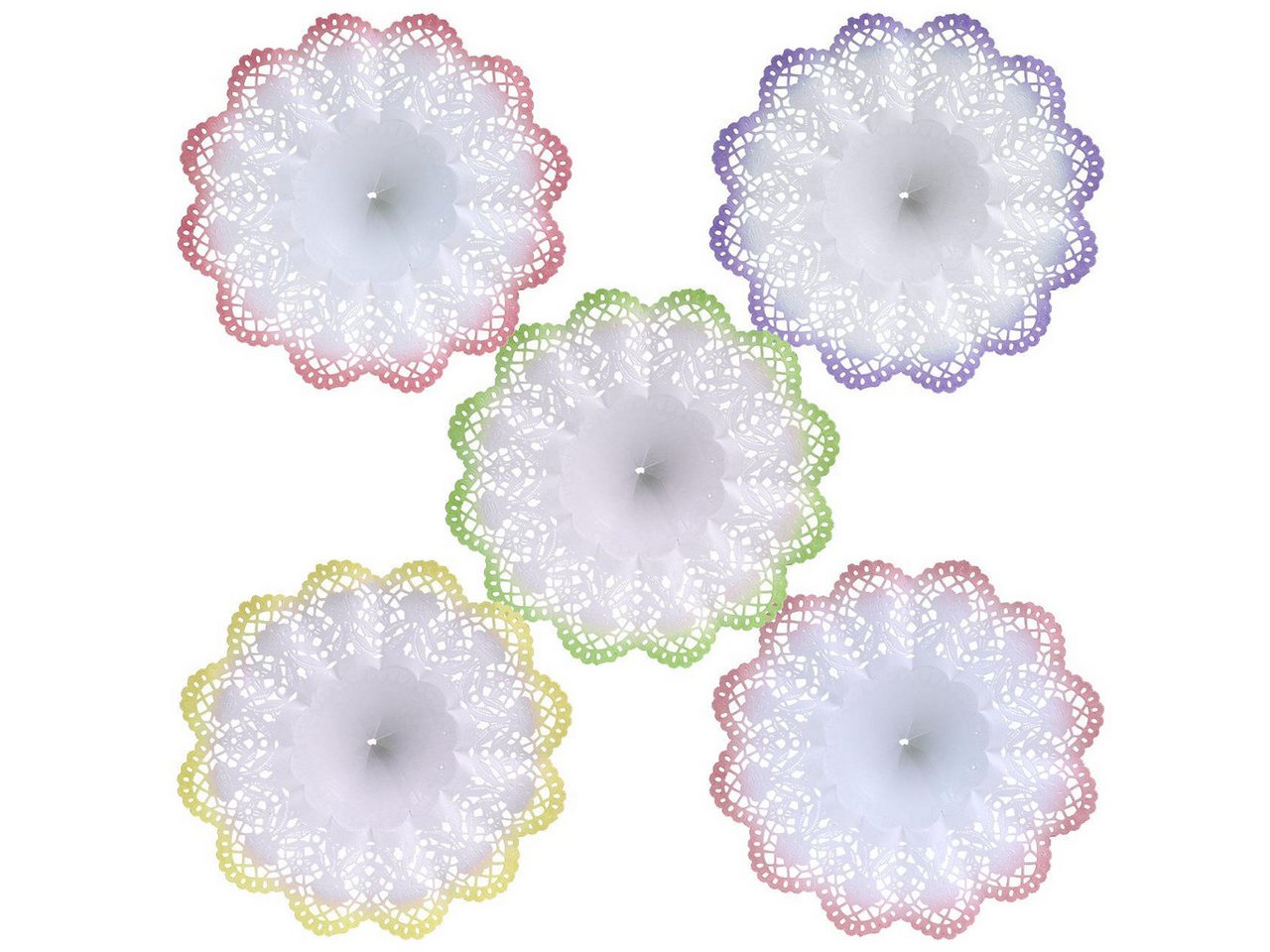 Viana Bastelnaturmaterial Biedermeier-Manschetten Batik 25St Ø20,5cm - Bunte Papiermanschetten von Viana