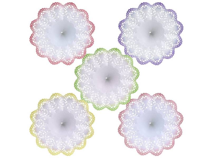 Viana Bastelnaturmaterial Biedermeier-Manschetten Batik 25St Ø20,5cm - Bunte Papiermanschetten von Viana