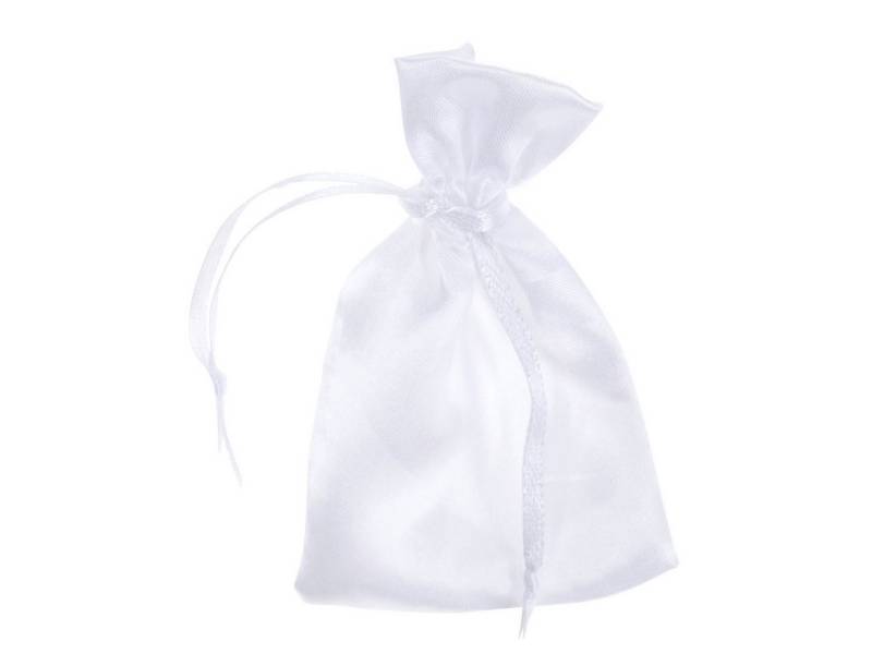Viana Bastelnaturmaterial Satinsäckchen Weiß 6,5×10cm Schmuckbeutel 10St von Viana
