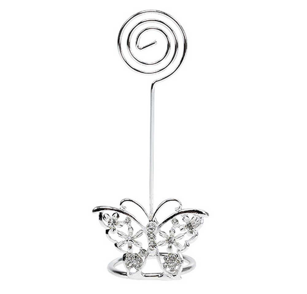 Viana Bastelnaturmaterial Tischkartenhalter Schmetterling Silber 3,5cm - Platzkartenhalter von Viana