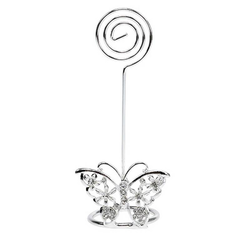 Viana Bastelnaturmaterial Tischkartenhalter Schmetterling Silber 3,5cm - Platzkartenhalter von Viana