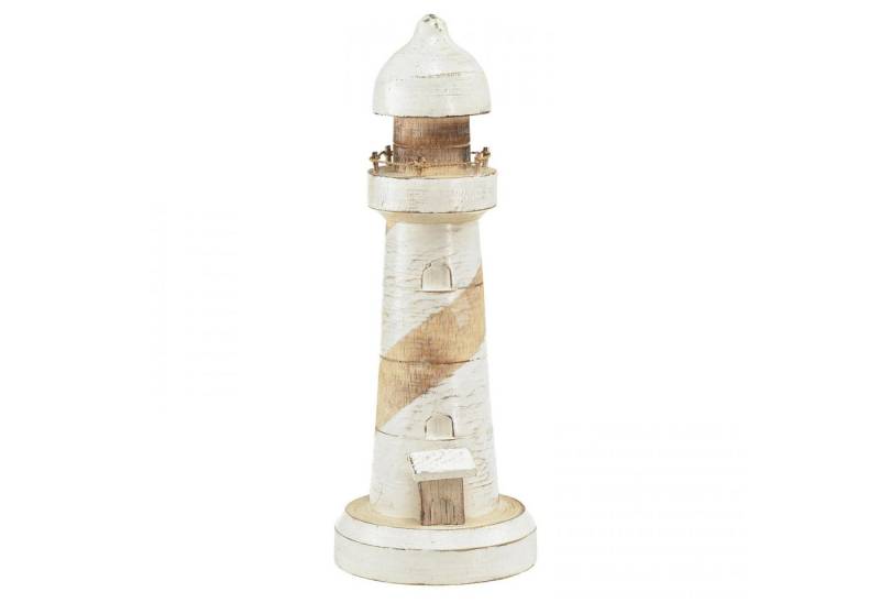 Viana Dekofigur Leuchtturm Holz Maritime Deko Natur Weiß Shabby Chic Ø10,5cm H28,5cm von Viana