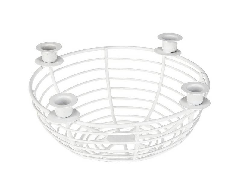 Viana Gartenfigur Kerzenhalter Weiß Metall Dekoschale Modern Ø14cm H7cm von Viana