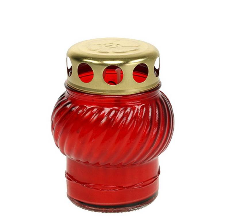 Viana Grabkerze Ewige Licht Grabkerze Glaskugel Windlicht Rot Gold Deko Trauerlicht von Viana