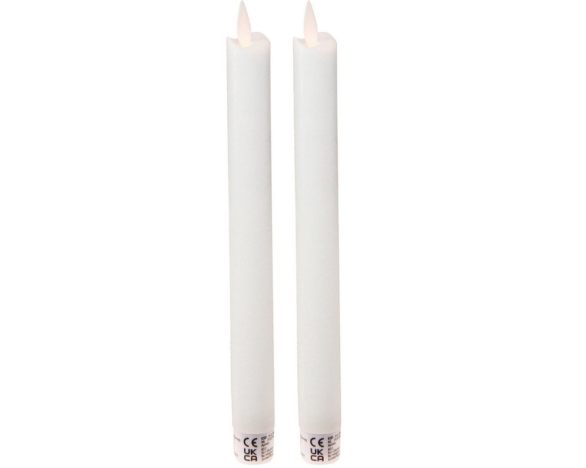 Viana LED-Kerze LED Echtwachs Stabkerzen Weiß 24cm 2er Set Timer Viana LED-Kerze LED Echtwachs Stabkerzen Weiß 24cm 2er Set Timer von Viana