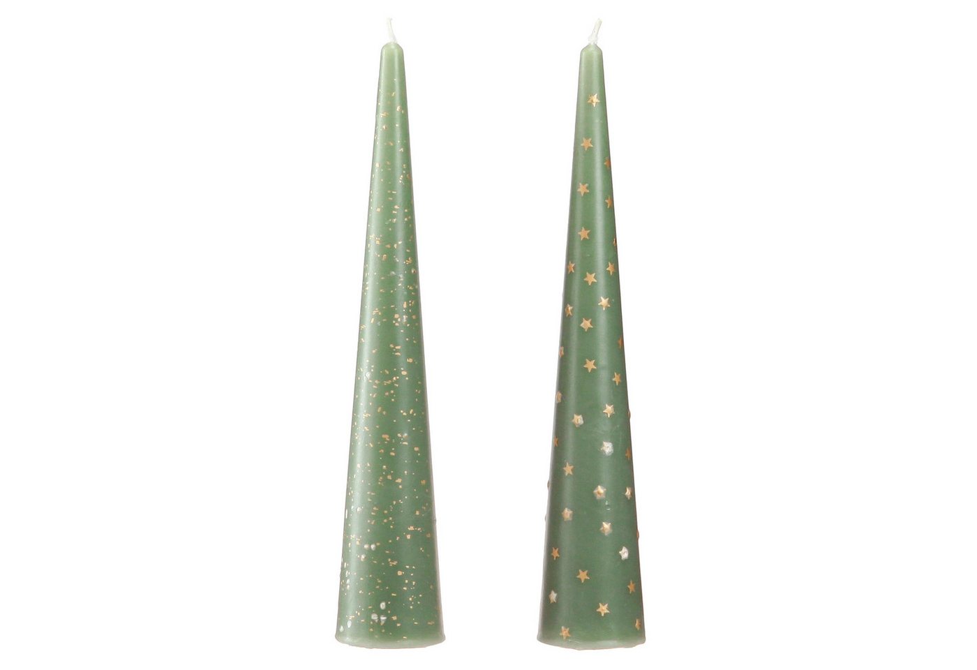 Viana Spitzkerze Weihnachtskerze Tannenbaum grün gold 25cm 2er Set Deko Kerzen Viana Spitzkerze Weihnachtskerze Tannenbaum grün gold 25cm 2er Set Deko Kerzen von Viana