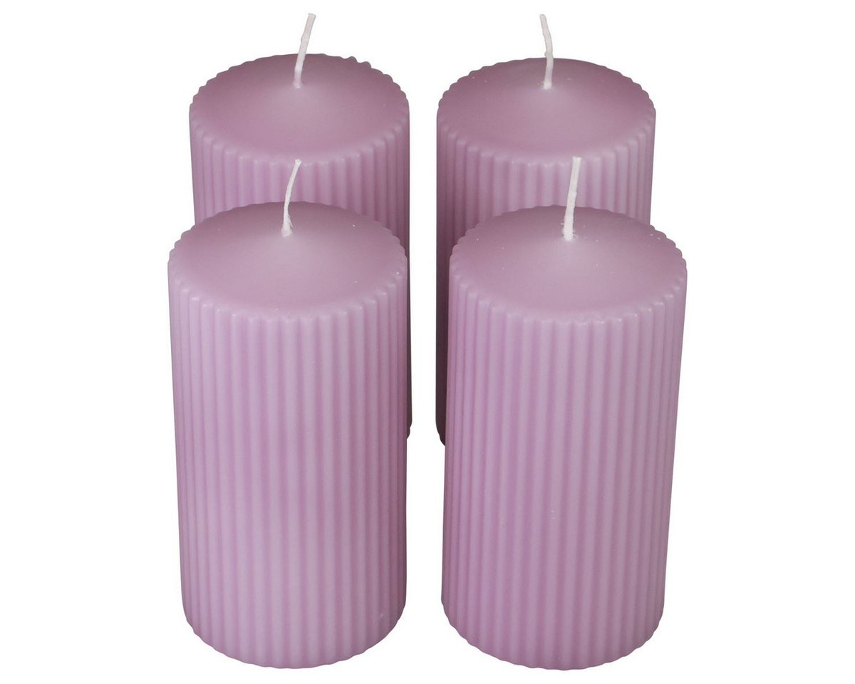 Viana Stumpenkerze Stumpenkerzen Set 4St Rillenkerzen Deko 70/130mm in Flieder für Viana Stumpenkerze Stumpenkerzen Set 4St Rillenkerzen Deko 70/130mm in Flieder für von Viana