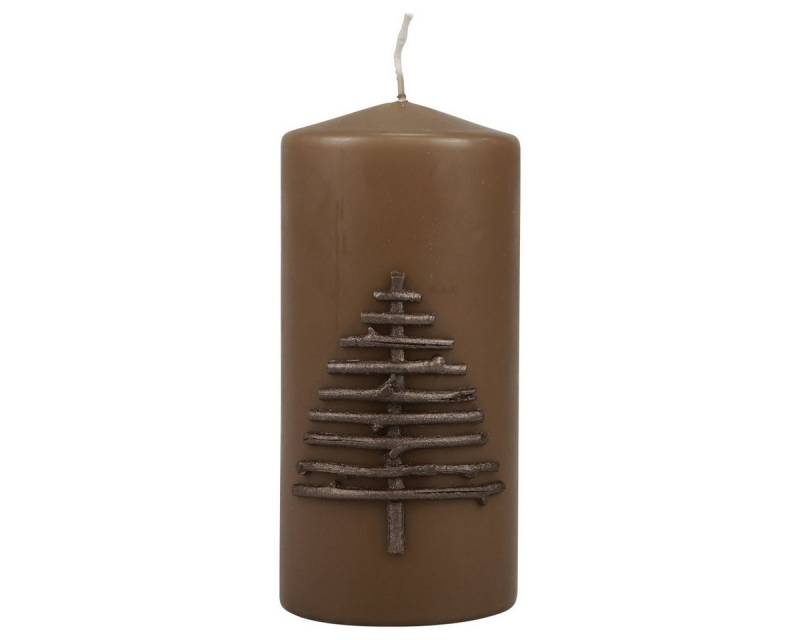 Viana Stumpenkerze Weihnachtskerze Braun Tannenbaum 150x70mm Advent von Viana