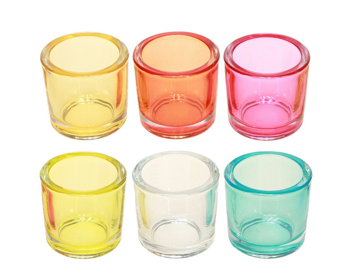 Viana Tischvase Glas Teelichthalter Bunt Ø6,5cm H6cm 6St Dekoration Set von Viana