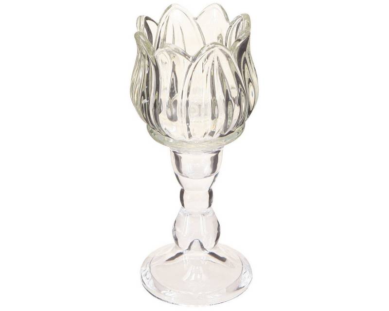Viana Tischvase Teelichtglas Tulpe Klar Ø7cm H16cm 2er Set Glas Teelichthalter von Viana