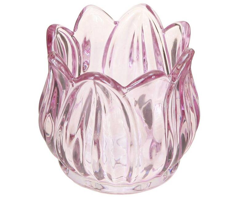 Viana Tischvase Teelichthalter Glas Tulpe Lila 7cm Romantisch Elegant von Viana