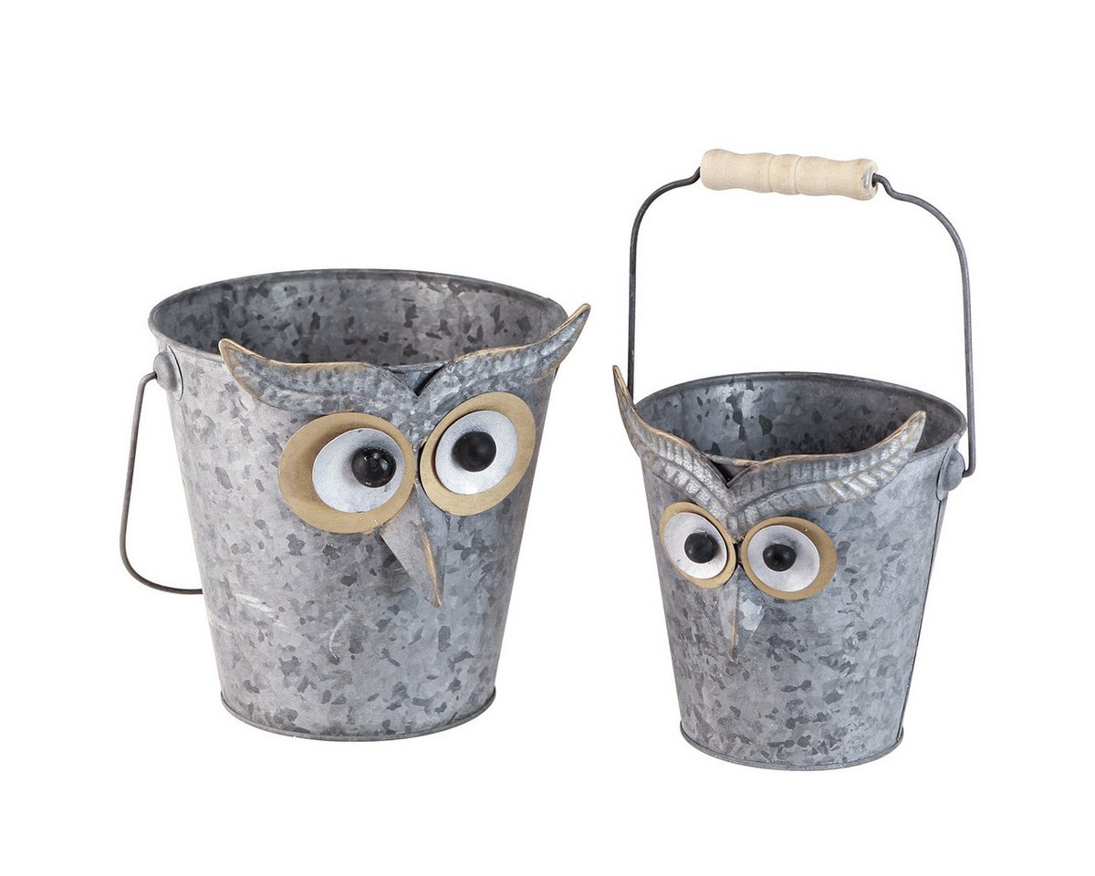 Viana Übertopf 2er-Set Deko Eimer Eule - Übertopf Zink mit Henkel Garten Dekoration Viana Übertopf 2er-Set Deko Eimer Eule - Übertopf Zink mit Henkel Garten Dekoration von Viana