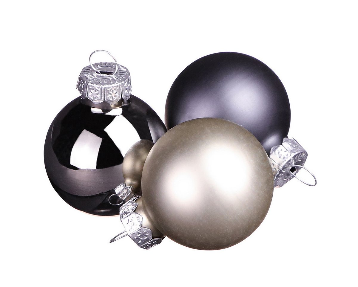 Viana Weihnachtsbaumkugel Glas Weihnachtskugeln Anthrazit Ø3cm 22 St - Modern & Elegant von Viana