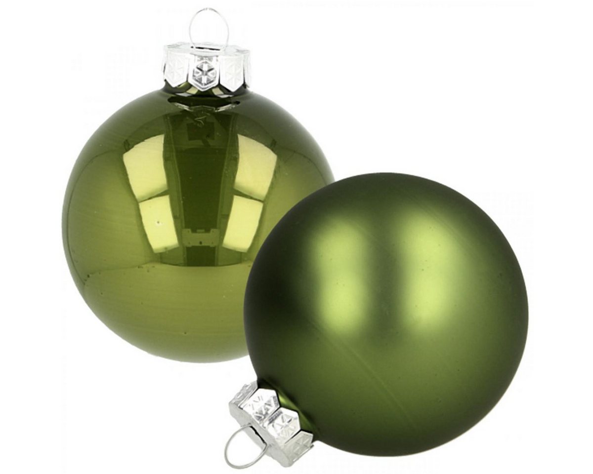 Viana Weihnachtsbaumkugel Weihnachtskugeln 24er Set Glas Ø6cm in Grün, Christbaumschmuck von Viana