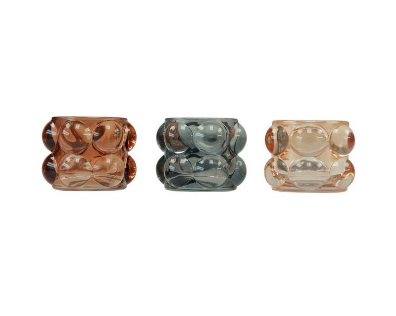 Viana Windlicht Teelichthalter Glas getönt Ø8cm Sommer 3er-Set Dekoration von Viana