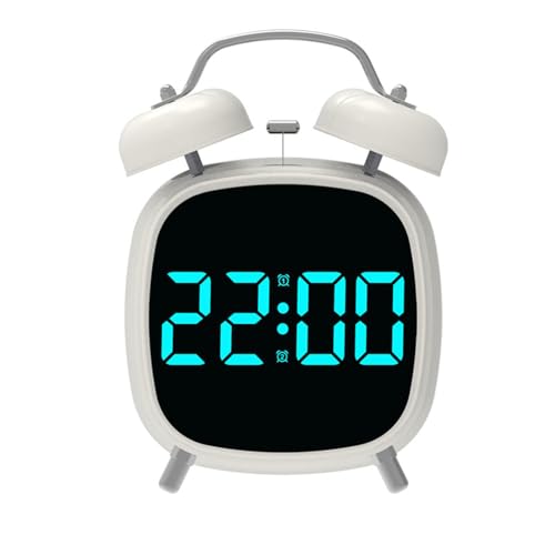 Florisync Doppelglocken-Wecker mit Nachtlicht, lauter Wecker mit großem LED-Display, 3 Helligkeitseinstellungen, schwerer Schlafwecker, laut von Florisync