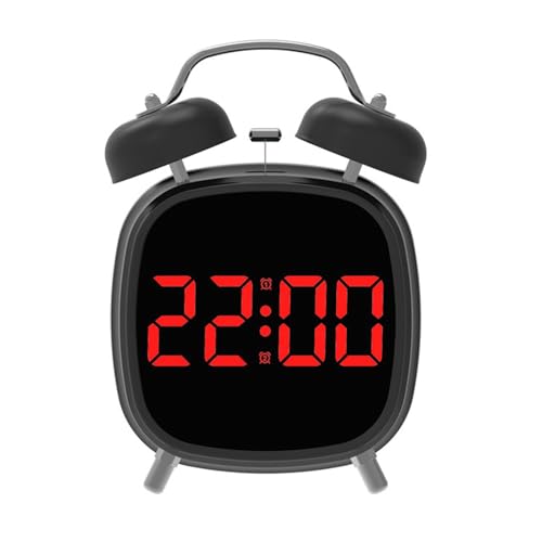 Florisync Doppelglocken-Wecker mit Nachtlicht, lauter Wecker mit großem LED-Display, 3 Helligkeitseinstellungen, schwerer Schlafwecker, laut von Florisync