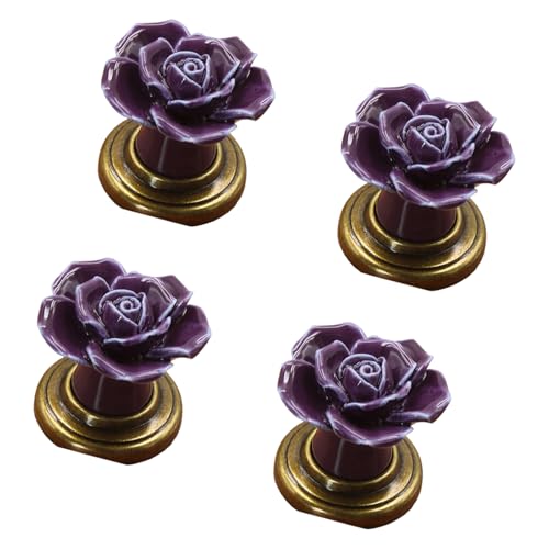 Florisync Packung Von 4 Eleganten Rose Designs Schränke Griffe Robuste Keramikmaterial von Florisync