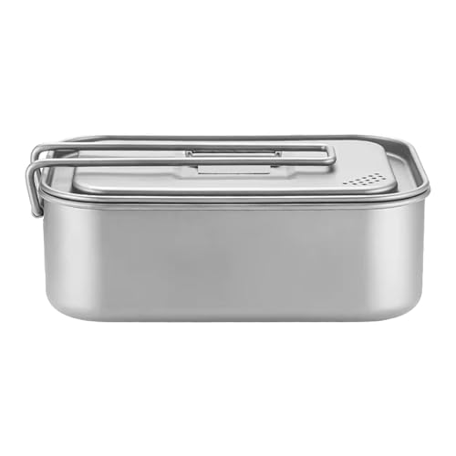 Rechteckiger Leckschutz Bentos Box 800ml Nonsilip Basis Outdoor Picknicks Lebensmittel Contaienrgeschirr Für Camping Wanderwanderungs Sandstrahlen Titanien Lebensmittelbox von Florisync