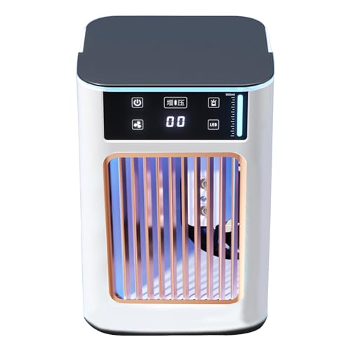Wiederaufladbare USB-Klimaanlage mit 900 ml Wassertanks, tragbarer Desktop-Nebel-Kühlventilator für Zuhause, Wohnheim oder Büro, Desktop-Klimaanlagen-Ventilator mit Licht Wiederaufladbare USB-Klimaanlage mit 900 ml Wassertanks, tragbarer Desktop-Nebel-Kühlventilator für Zuhause, Wohnheim oder Büro, Desktop-Klimaanlagen-Ventilator mit Licht von Florisync