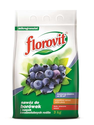 Florovit Dünger für Heidelbeeren und Rhododendren Granulat, 3 kg, NPK 12,5-8,5-17,0 mit Bor, Kupfer, Eisen, Mangan, Molybdän, Zink von Florovit