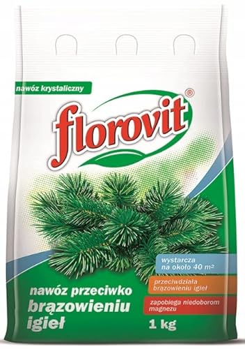 Florovit Koniferendünger Spezialdünger 1kg für Nadelbäume wie Eibe, Lärche, Zypresse, Fichte, Kiefer, Tanne und andere gegen Braune Nadeln von Florovit