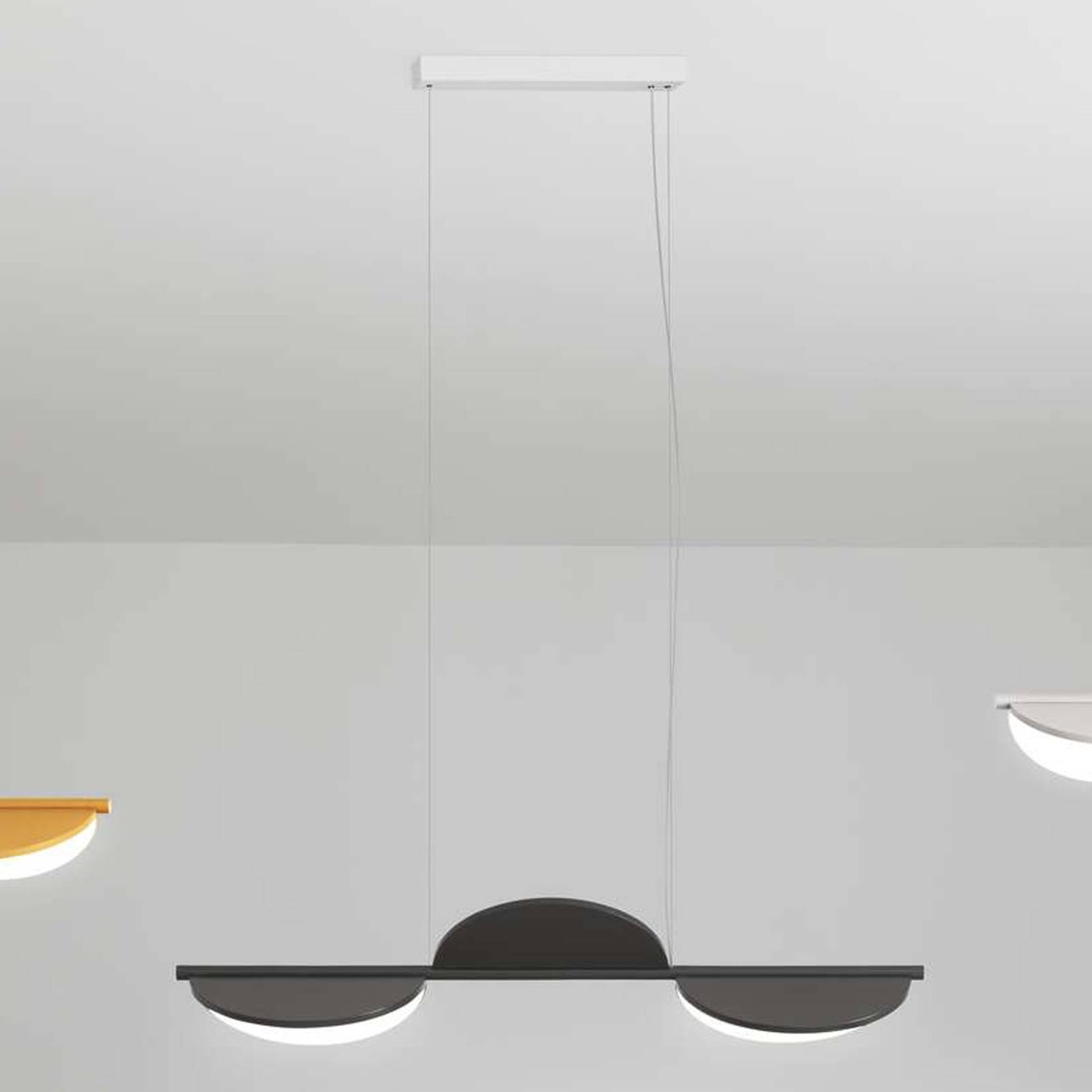 FLOS Almendra Linear LED-Hängelampe 3fl, anthrazit von Flos