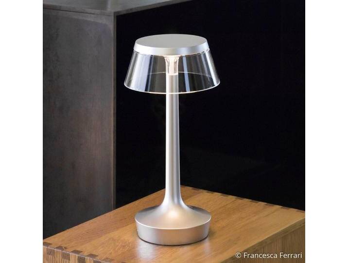 FLOS Design Tischlampe Bon Jour Unplugged, dimmbar, alu / grau / zink, für Wohn- / Esszimmer, Kunststoff, Design, Tischlampe von Flos