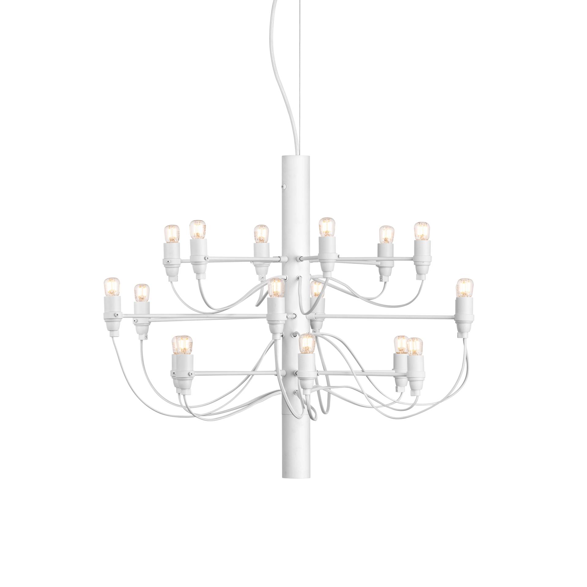 Flos - 2097/18 Pendelleuchte - weiß/Stahlstruktur/dimmbar/H 51cm/Ø 69cm/Baldachin Edelstahl/18x LED 2W E14 150lm 2700K Clear von Flos