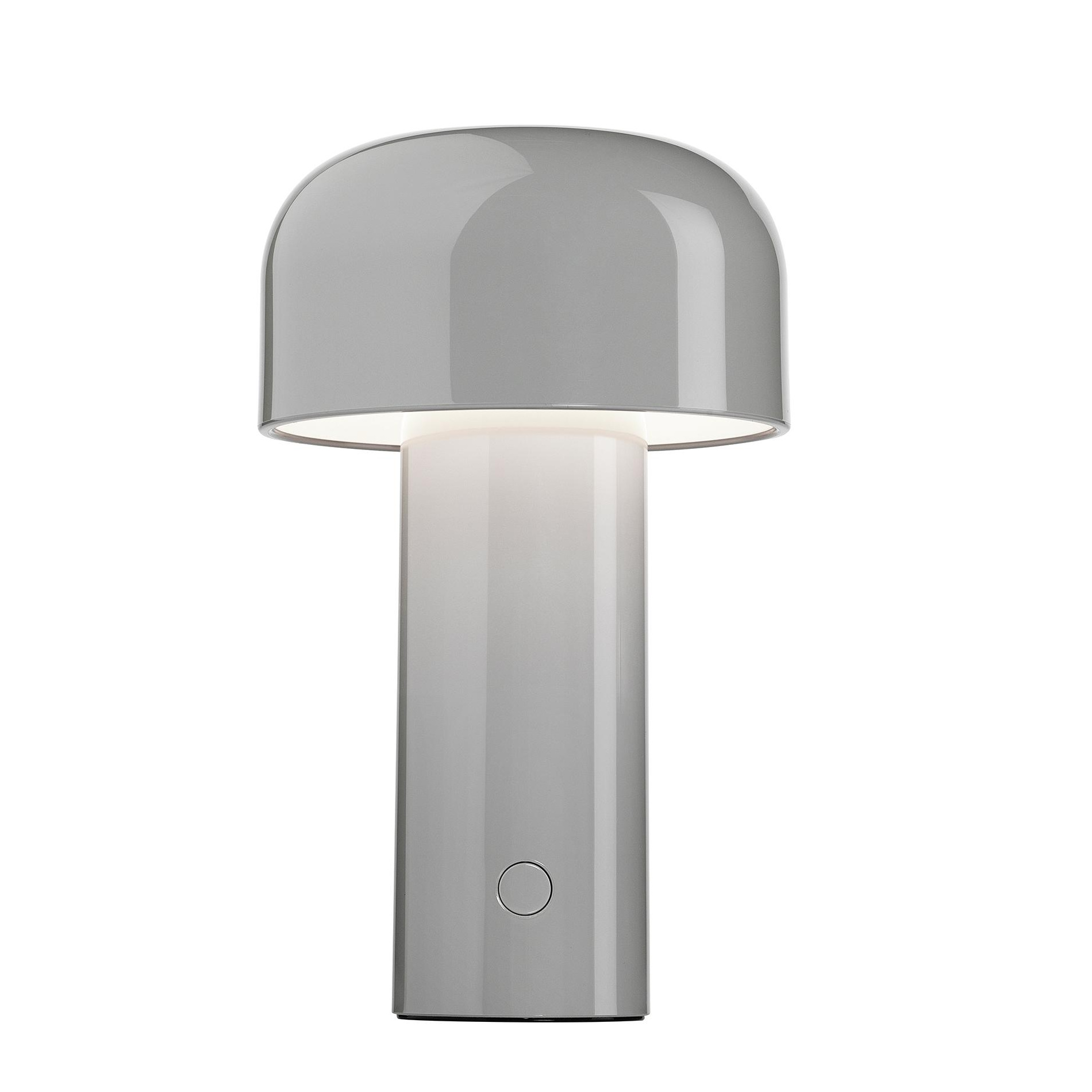 Flos - Bellhop LED Akkuleuchte - grau/Schirm Ø12,5cm/Micro-USB-C/H 21cm/mit Schalter/4 Dimmstufen/LED 2,5W 250lm 2700K CRI90/24h Flexibilität von Flos