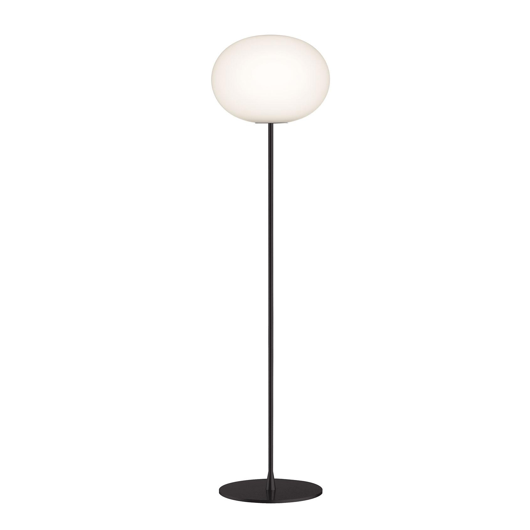 Flos - Glo-Ball F2 Stehleuchte - weiß/schwarz/mundgeblasenes Opalglas/Schirm HxØ 27x33cm/H 175cm/Gestell schwarz/Fuß schwarz Ø33cm von Flos