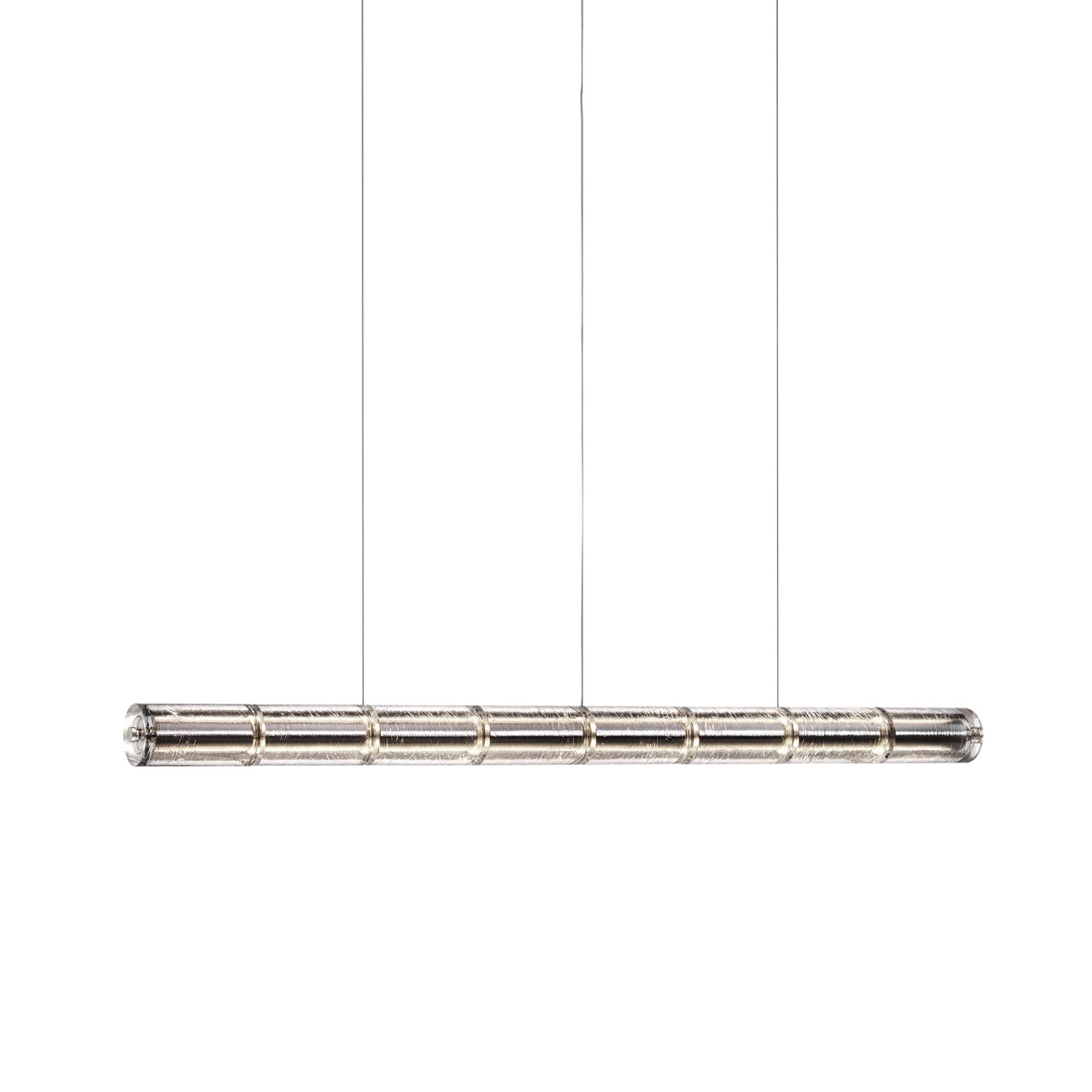 Flos - Luce Orizzontale S1 LED Pendelleuchte - silber/poliert/L x Ø 165,6x10cm/100-240V/110W/4500lm/2700K/CRI>95/dimmbar via Touch von Flos