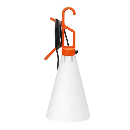 Flos Mayday Mehrzweckleuchte im Design von K. Grcic, Tragbare Lampe mit Kegelförmigem Schirm, Griff mit Schalter und Kabel 4850 mm, 220-250 V, 60 W, 220 x 530 mm, Farbe Orange [Energieklasse A+] von Flos