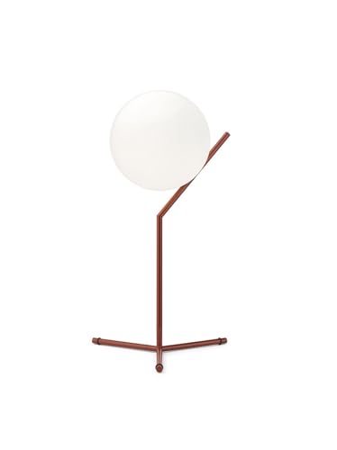 Flos Tischleuchte IC Lights Table 1 High aus Messing Chromstahl und Opalglas in der Farbe Burgundy Red 60W, Maße: Gestell: 32,1cm x 44,2cm, Kugeldurchmesser: 20cm, F3170035 von Flos