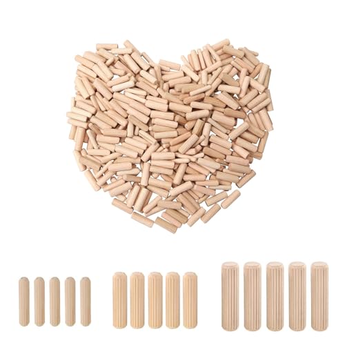 Holzdübel M6 M8 M10 Hartholz Rillenstopfen Möbel Holzarbeiten gerillt Stift Handwerk 6 mm 8 mm 10 mm, 150 Stück von Flosfjylo