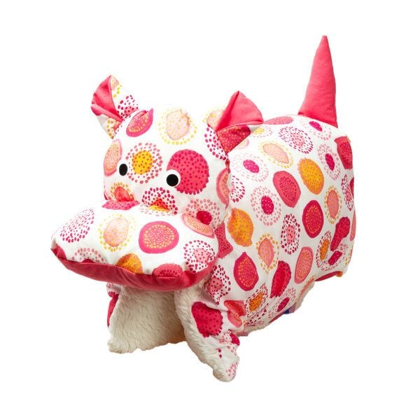 Flosinn Kuscheltierkissen Nilpferd mit Teddyplüsch aus Baumwolle mit Schurwollfüllung. Personalisierbar von Flosinn