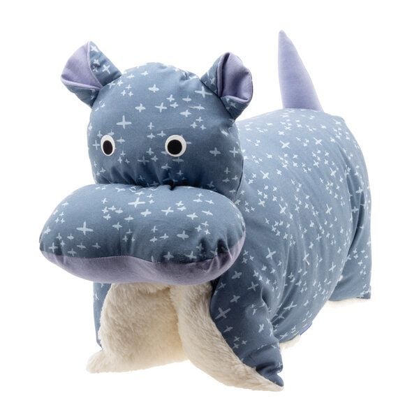 Flosinn Kuscheltierkissen Nilpferd mit Teddyplüsch aus Baumwolle. Personalisierbar von Flosinn