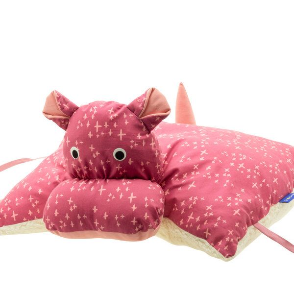 Flosinn Kuscheltierkissen Nilpferd mit Teddyplüsch aus Baumwolle. Personalisierbar von Flosinn